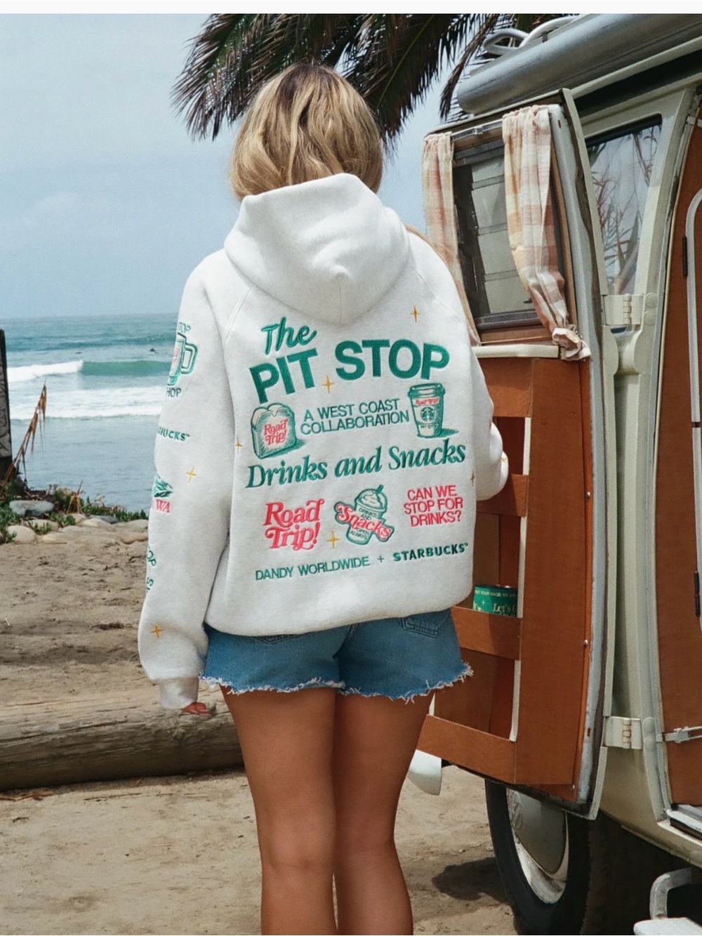 DANDY + STARBUCKS "Pit Stop" Hoodie in Heather Grey size Large